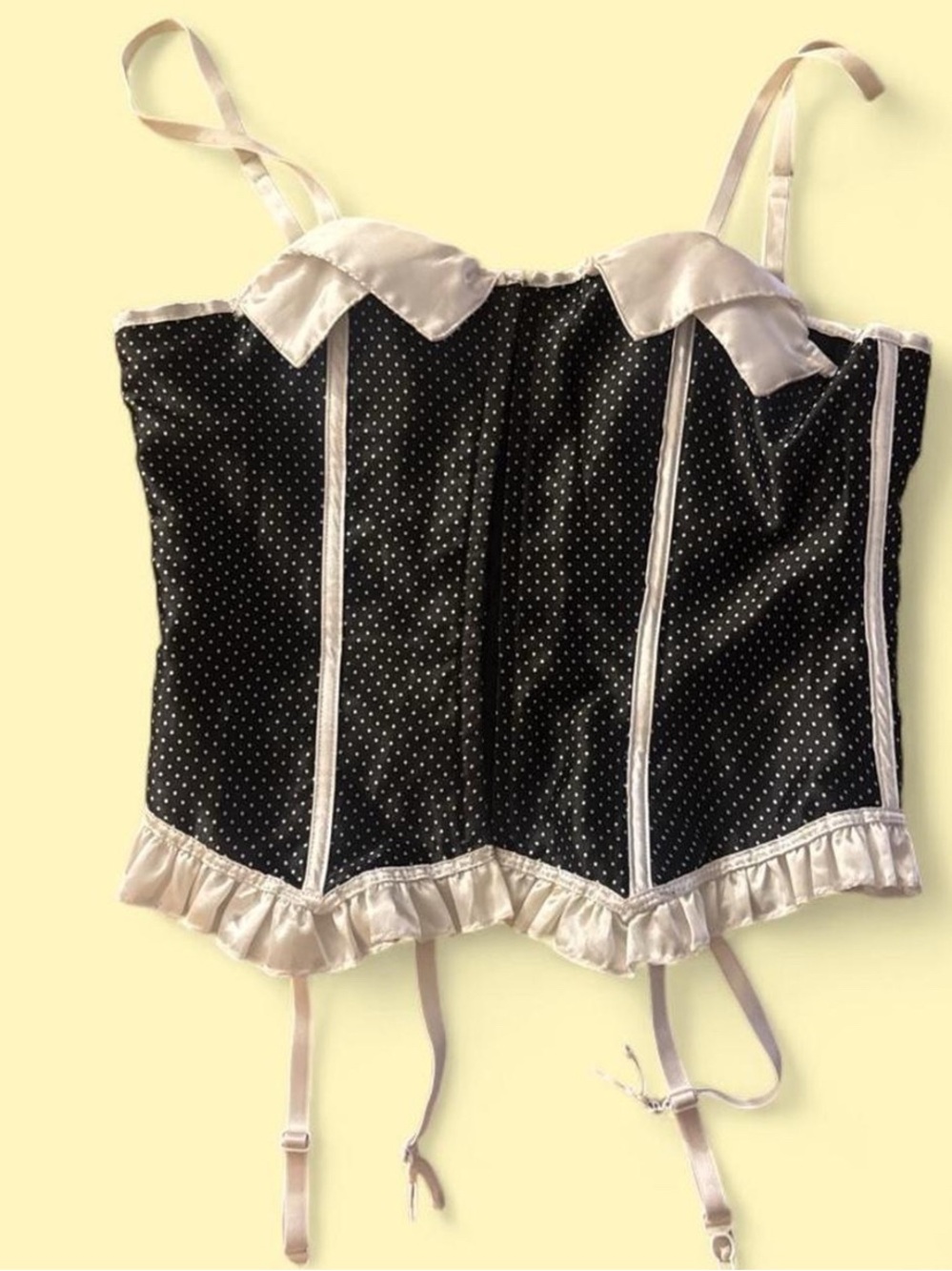 Sexy Black with white polka dot corset top